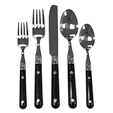 Ginkgo International Le Prix 20-Piece Stainless Steel Flatware Place Setting, Black, Service for 4