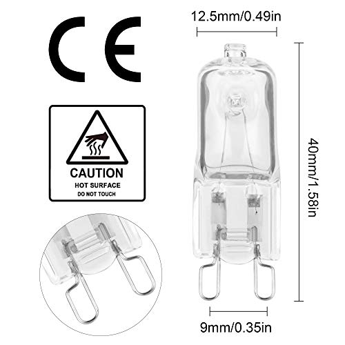 Haraqi 12 Pack G9 Halogen Bulbs 28W 230V 2800K Warm White 350Lm,Clear Capsule Halogen Lamps Dimmable, No Strobe, No Flicker