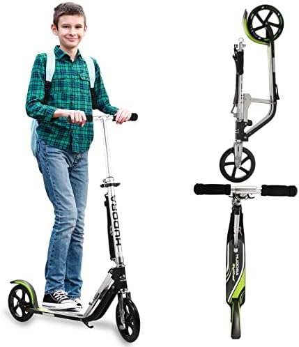 HUDORA 14708 BigWheel 205-Das Original mit RX Pro Technologie-Tret-Roller klappbar-City-Scooter, grün/schwarz