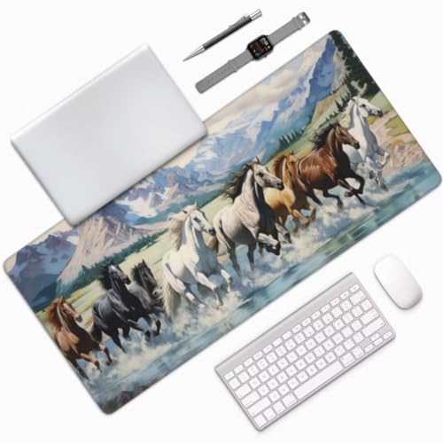Light Mouse Mat 31.5 X 11.8 Inch, Waterproof & Durable Horse Mouse Pad Extra Large Mouse Mat Desk Mat, Non-Slip Rubber Base Gaming Mouse Pad Mousepad for Home Office Accessories 800x300x3mm -MU640