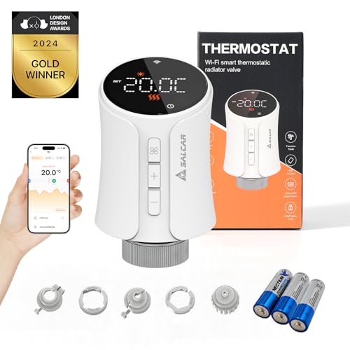 SALCAR Smartes Heizkörperthermostat Smart WiFi Thermostat Heizung Kompatibel mit Amazon Alexa & Google Home Programmierbar Heizungsthermostat Tuya Smartes Heizkörper kein Gateway erforderlich