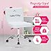 Impressions Vanity Hello Kitty Teddy Swivel Vanity Chair for Makeup Desk, Armless Rolling Chair with Wheels, Adjustable Height, 360 Degree Swing, Comfy Foam Padded Seat and Backrest (Teddy White)