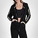 DKNY Women's Full Zip Hoodie Sweatshirt, Black/Black Travertine, Large