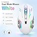 Wowssyo Kabellose Gaming Maus, RGB Beleuchtung, Wireless Mouse Funktions-Seitentaste, Ergonomische Bluetooth Maus 1200-2400-3600 DPI – Kabellose FunkMaus für PC Laptop, Computer - Weiß