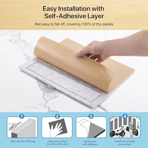 Image of Square Acoustic Wall Panels, Sound Absorbing Panels for Walls, Ceiling, Doors, 12 Pack 12 inchx12 inchx0.5 inch Self Adhesive Decorative Grey Acoustic Tiles for Recording Studio, Office, Room, Home