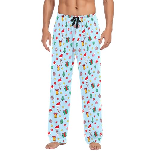 Christmas Elements Men's Pajamas Pants Cotton Sleep Bottoms Pants Lounge Sleepwear - S2