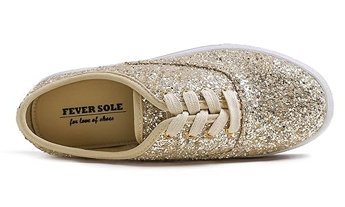 Image of FEVERSOLE Women's Fashion Dress Sneakers Party Bling Casual Flats Embellished Shoes