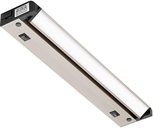GETINLIGHT Swivel 2-Color Level LED Under Cabinet Lighting Fixture, Plugged-in Only, Dimmable, Ultra Slim Design, Warm White 2700K, Bright White 4000K, Brushed Nickel Finish, 12-inch, IN-0109-2-SN