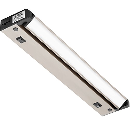 Getinlight Swivel 2-Color Level Led Under Cabinet Lighting Fixture, Plugged-In Only, Dimmable, Ultra Slim Design, Warm White 2700K, Bright White 4000K, Brushed Nickel Finish, 12-Inch, In-0109-2-Sn #TOP16