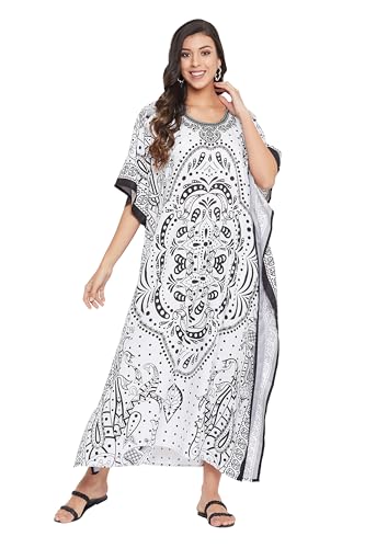 Image of Oussum Women Polyester Casual Long Plus Size Beach Caftan Cover Up Maxi Dress 1X-3X Summer Kaftan Dresses for Women