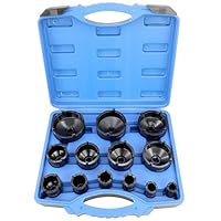 DPTOOL 13-teiliges Spindelmuttern-Steckschlüssel-Set, Kugelgelenke, Achsen-Kontermuttern zum Entfernen und Installieren, Naben-Feststell-Steckschlüssel für KM-Nutmuttern, 4 Zähne außen mit 1/2 Zoll