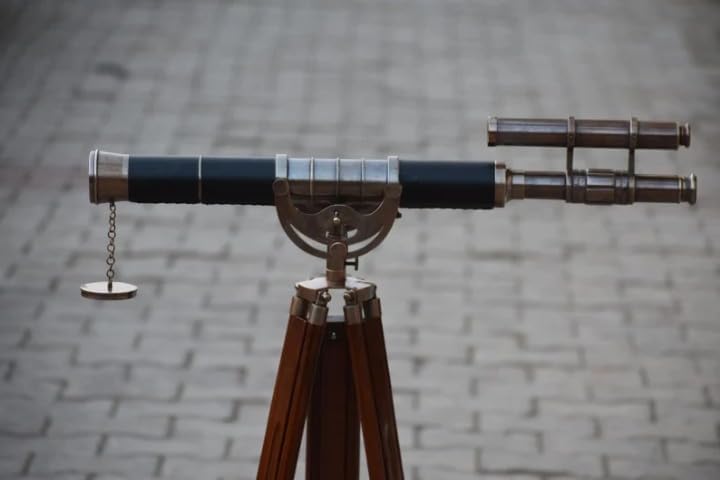 Floor Standing Telescope with Wooden Tripod Stand Working Telescope Adjustable Telescope Nautical Home Decor