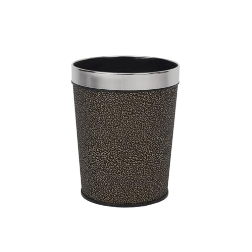 Poubelle pour la cuisine ronde noire avec anneau anti-glissement de sac plastique