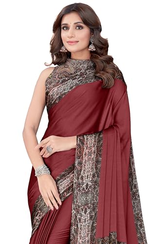 Image of MIRCHI FASHION Women Saree Abstract Print Chiffon | Breathable Lightweight Casual Sari for Regular Use and Office with Unstitched Blouse (Available in 25 Colors)