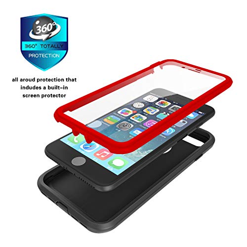 Impactstrong Iphone 7 Plus/Iphone 8 Plus Case, Ultra Protective Case With Built-In Clear Screen Protector Full Body Cover For Iphone 7 Plus/Iphone 8 Plus (Red) #TOP3
