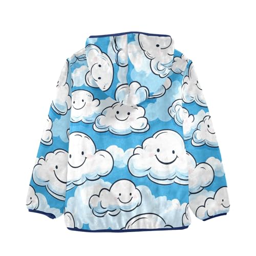 Funny Happy Clouds Texture Girls Fleece Jacket Girls Fall Jacket Girls Zip Up Hoodie Girls Sherpa Jacket 2-10T2