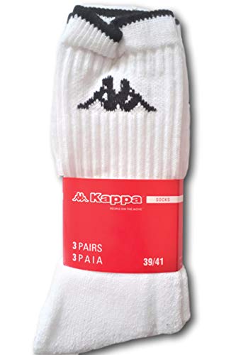 Kappa 12 Paia Calze Calzini In Spugna Tennis Colori Nero,Blu,Bianco,Grigio (Bianco 39/41)