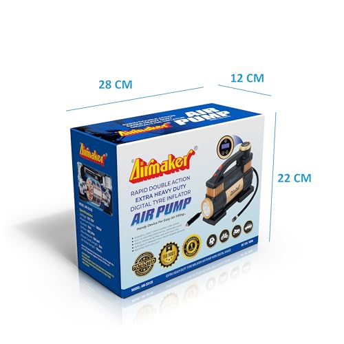 Image of AM3312S Rapid Double Action Extra Heavy Duty Digital Tyre Inflator Air Pump, DC 12V, 60 Liters Per Minute,Black