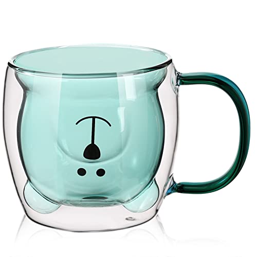 Taza de vidrio con doble pared oso 250 ml verde miniatura 1