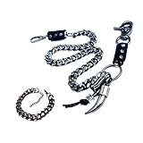  Brieftasche Hose Kette mit Armband, Jean Brieftasche Kette Mode Hip Hop Gothic Punk Verschluss Jeans Hose Kette für Männer und Frauen