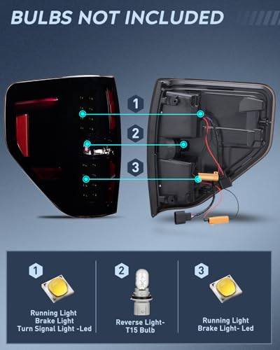 Image of Nilight Taillight Assembly for 2009-2014 Ford F150 Styleside Smoked Lens
