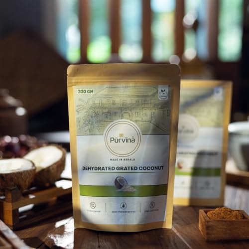 Image of Purvina Dried Grated Coconut - 200 gm (Pack of 2) | From Real Coconuts | Zero Preservatives