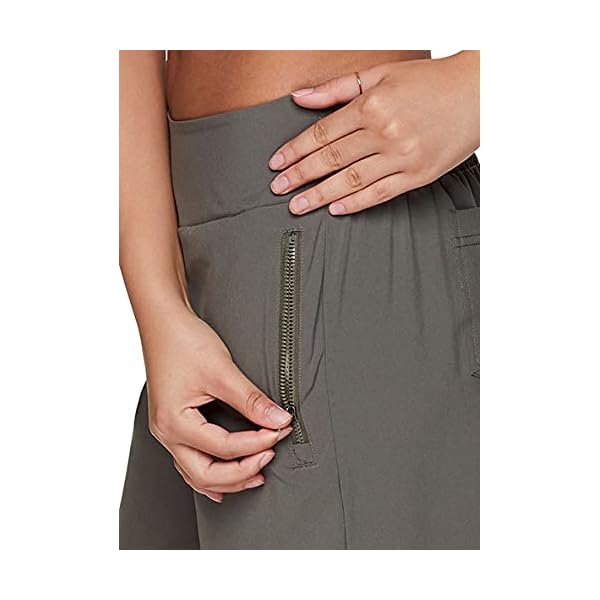 Avalanche Women's Hiking Pant, Everyday Casual Quick Drying Stretch Woven Ankle Jogger Pant with Zipper Pockets for Women Olive Green L