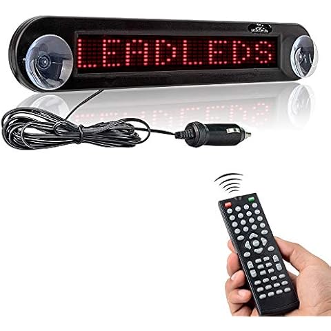 Leadleds Dc 12v Remote Led Car Sign Programmable Scrolling Message Sign Board for Car, Shop, Store (Red) Cover