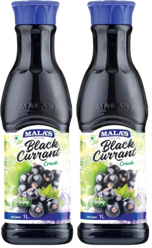 Image of Mala's Black Currant Crush Fruit Drink - 1 Litre Bottle, 1000 g (Pack of 2)