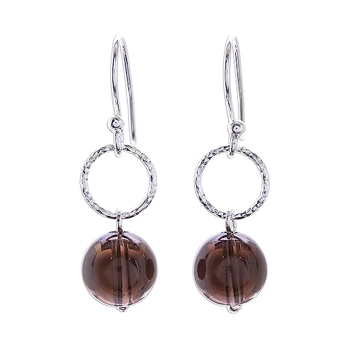 Quartz fumé boucles d'oreilles pendantes Novica le cadeau idéal pour filles et femmes