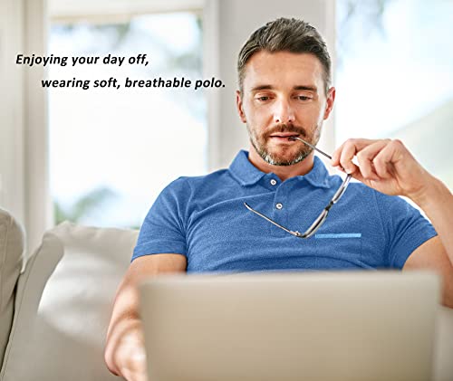 Golf Shirts For Men Summer Moisture Wicking Short Sleeve Polo Shirts Casual Tops Collared Shirt, Indigo Blue Xl #TOP4