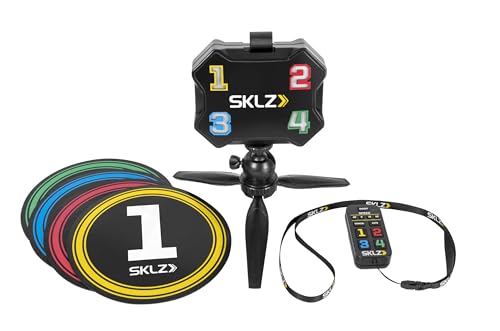 SKLZ Reaktions-Agility-Coach, Reaktionszeit verbessern, Athletische Intelligenz™, tragbares Trainingsgerät - Vier beleuchtete Zahlen, einstellbare Geschwindigkeiten, ideal für drinnen und draußen