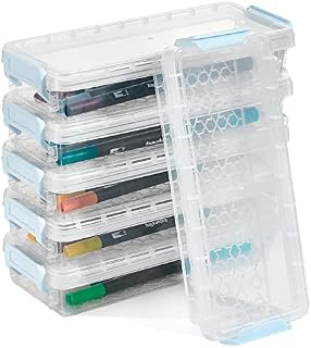 La Llareta 6 Pack Stackable Pencil Box, Translucent Plastic Container, Multifunctional Storage, Large Capacity, for Office Supplies, Brush Painting Pencils, Watercolor Pen, Drawing Tools