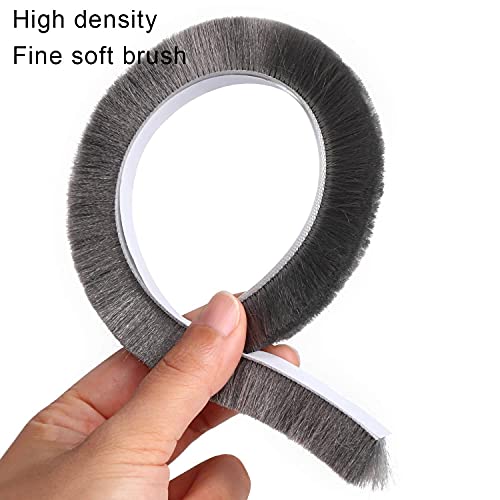Mileqee Door Brush Seal, 0.6 Inchx0.4 Inchx32.8 Ft(10M) Felt Weather Stripping For Doors,Weather Strip For Door&Windows, Door Seal Weather Stripping, Grey #TOP3
