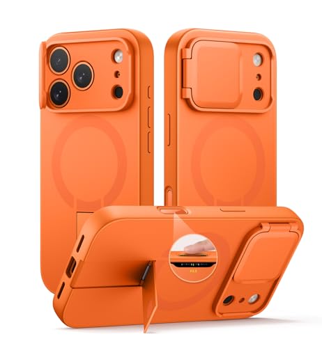 Image of SURITCH for iPhone 17 Pro Max Case with Camera Control Cover, Camera Cover and Adjustable Kickstand, Compatible with MagSafe, Shockproof Bumper Protective Cases 6.9 Inch, Orange