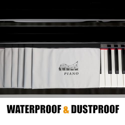 Schutzhülle für Klaviertastatur für 88 Tasten, Stretch-Abdeckung für elektronisches Piano, Universal Passform, Mikrofleece, Staubdicht und Schmutzabweisend, Ideal für Musikinstrumente (Grau)
