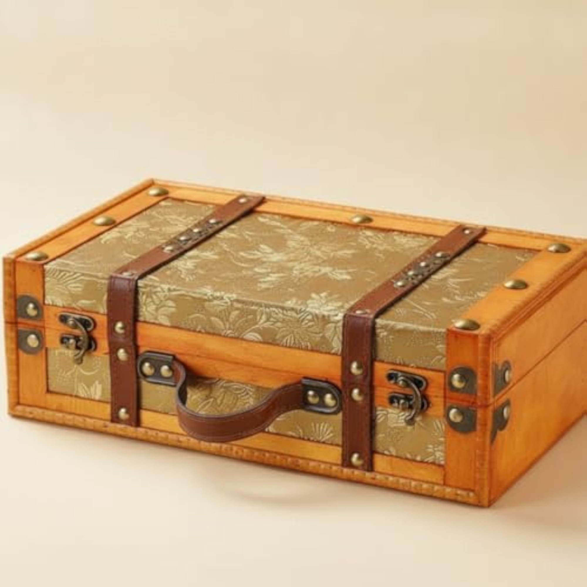 Antique-Style Wooden Chest with Handle