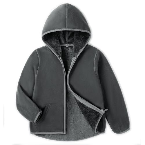 Image of Boys Girls Polar Fleece Jacket with Hood Toddler Coat 2-12 Years