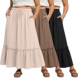 Locoowai 3 Pack Plus Size Maxi Skirts for Curvy...