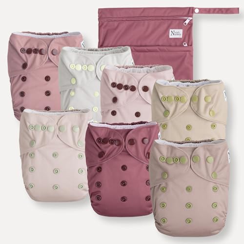 Image of Ballet Slippers Baby Cloth Pocket Diapers 7 Pack, 7 Bamboo Inserts, 1 Wet Bag by Nora's Nursery
