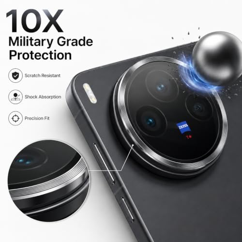 Image of ArmourPro Camera Lens Protector for Vivo X300 Ultra (6.82 Inches) Tough HD Individual Aluminum Alloy Rings 9H Camera Cover, Scratch-Resistant,Camera Lens Protection| Black, 1 Pack