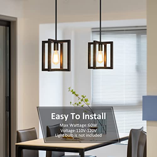 Mlihove Modern Pendant Lighting for Kitchen Island 1-Light Farmhouse Black Light Fixtures Hanging Adjustable Small Square Chandeliers Ceiling for Dining Room Entryway Hallway by Mlihove - Image 4