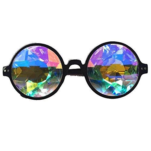 OMG_Shop Festivals Kaleidoscope Glasses Rainbow Prism Sunglasses Goggles Black