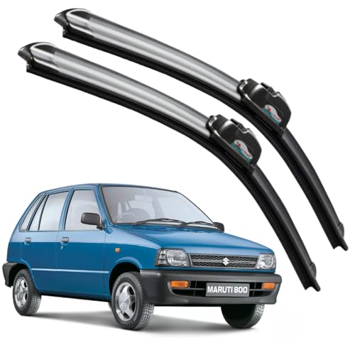Image of Frameless Rubber Car Wiper Blades Set of 2 Compatible with (Maruti 800 (2010-2016) (D-18,P-16))