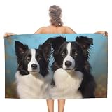 DWVSFJM Serviette de plage Border Collie à séchage rapide, extra large, anti-sable, douce, super absorbante, serviette de piscine, serviette de voyage légère pour adultes, hommes et femmes