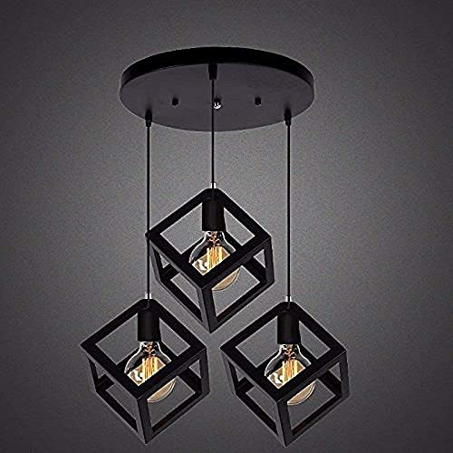 Image of Vintage Black Metallic Hanging Pendant Ceiling Lamp, for Bedroom, Living Room, Hotel, Cafe, Balcony Decor (Cube Hanging LAMP)