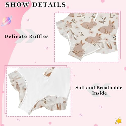 Girls One Piece Swimsuits Long Sleeve Swimsuit Zipper Bathing Suits Rabbits Forest Animal Bunny4