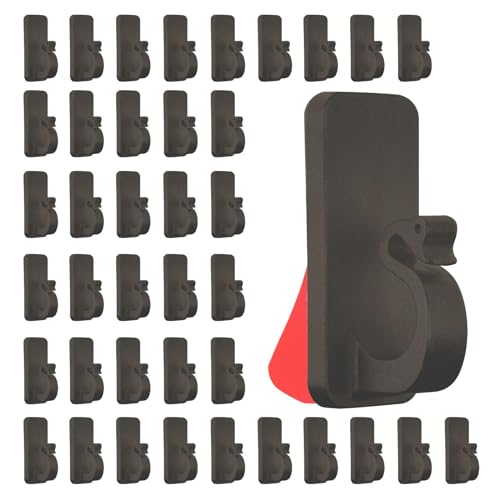 glowhitch Adhesive Hooks for Outdoor String Light, Cable Clip for Christmas Light Outdoors String Lights Clip,Adhesive for Patio Hold Fence Hangers and Christmas Lighting Strips Hook (Black)