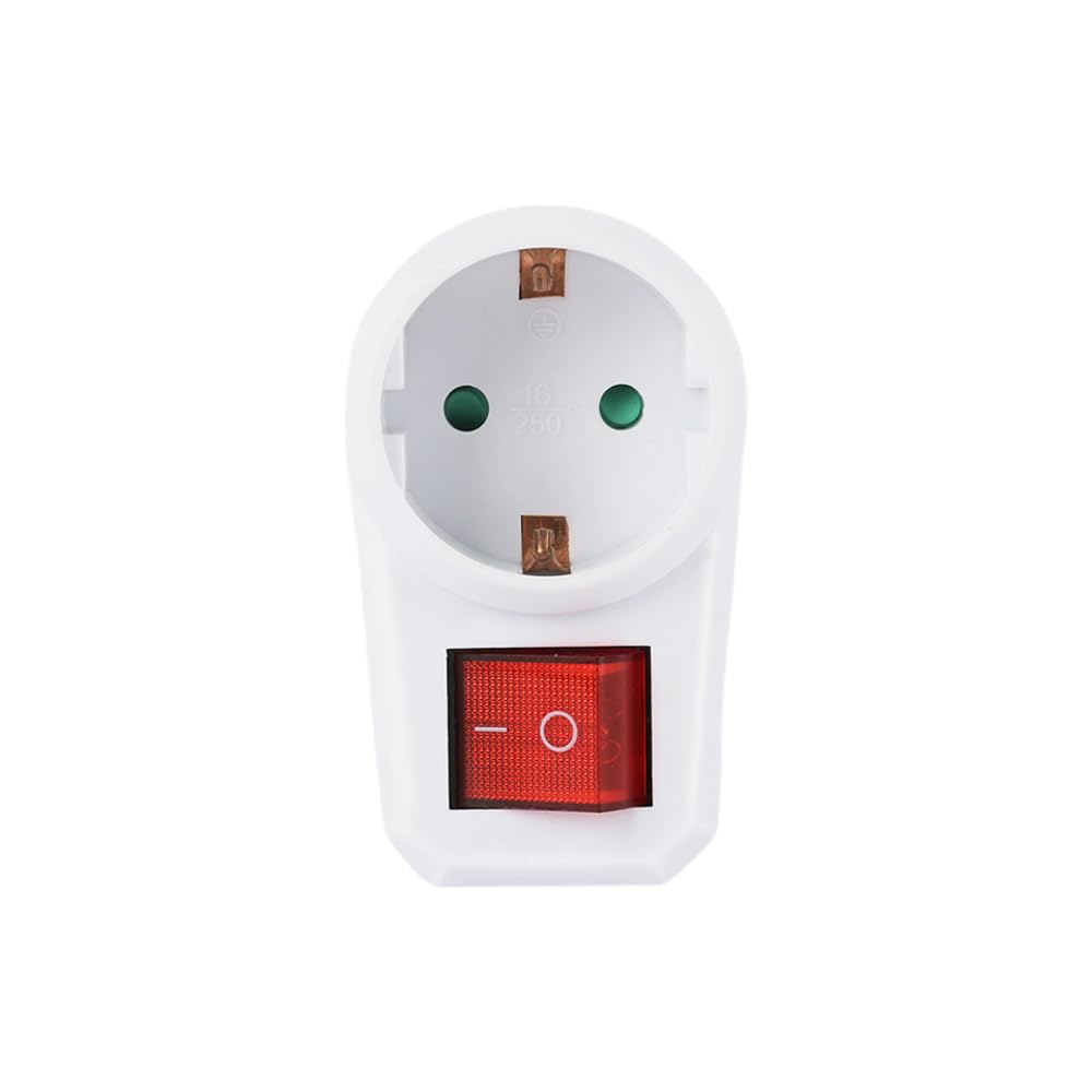 Unitec Spina Intermedia Con Interruttore – 1 Presa Schuko + 2 Prese Euro – Interruttore Illuminato – 250V 16A – Bianco
