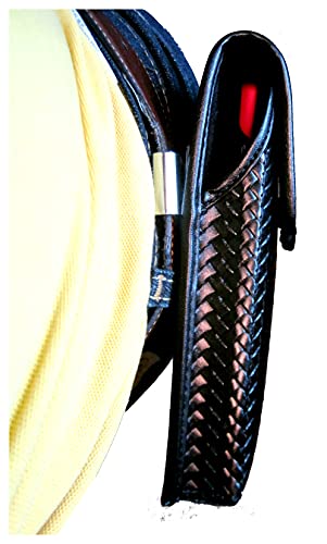 Turtleback Leather Basketweave Police Cell Phone Holster Pouch For Iphone 13 12 Pro Max, 11 Pro Max, Heavy Duty, Rugged Belt Clip Holder Fits With Case On Mobile Phone (Black-Vertical) #TOP4